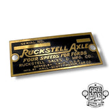 Ruckstell Axle Tag - Reproduction 1913-1925