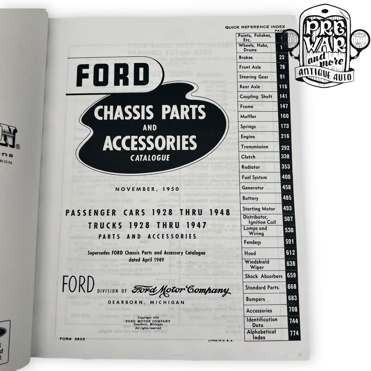 Ford Chassis Parts & Accessories Catalogue “The Green Bible” – Prewar ...